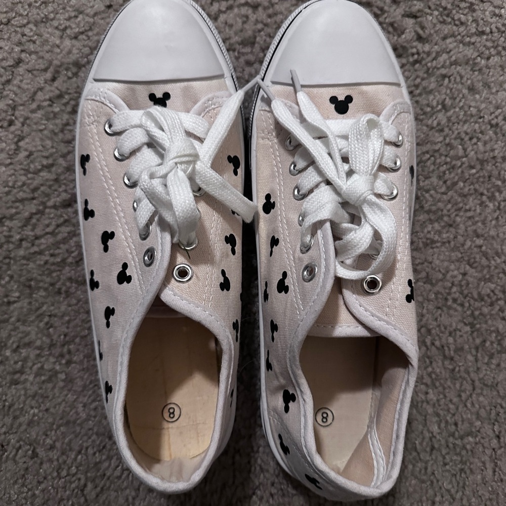 Disney Cream and Black Mickey Mouse Sneakers - NWOT, never worn